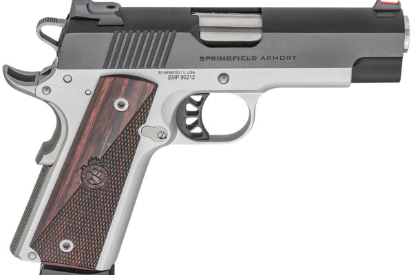 Springfield Armory PX9124L 1911 Ronin EMP 9mm Luger 10+1, 4" Stainless Match Grade Bull Steel Barrel, Blued Serrated Carbon Steel Slide, Satin Cerakote Aluminum Frame w/Beavertail, Textured Wood Grip