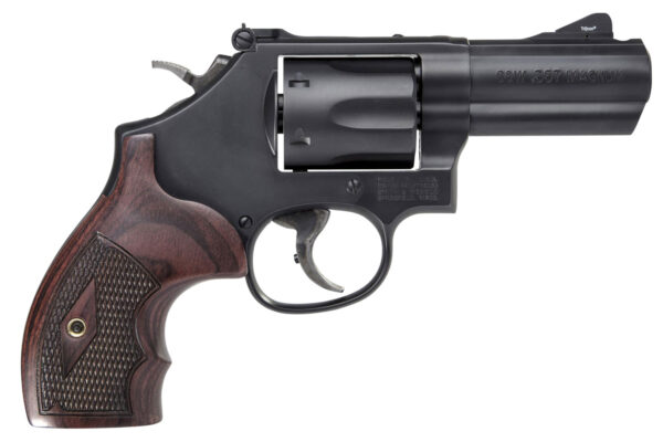 Smith & Wesson 12039 Model 19 Performance Center Carry Comp 357 Mag Or 38 S&W Spl +P  3" PowerPort Black Stainless Steel  Barrel, Black Carbon Steel 6rd  Cylinder & K-Frame, Finger Grooved Wood Grip