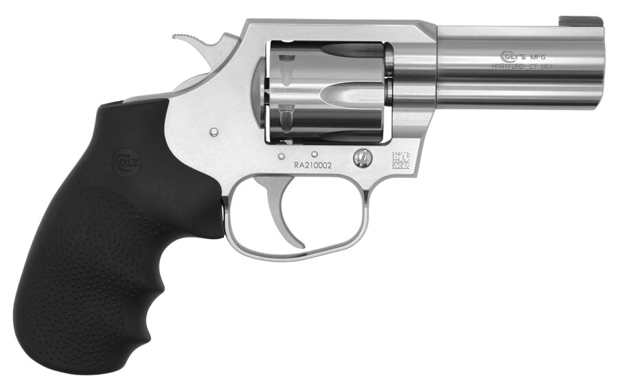 Colt Mfg KCOBRASB3BB King Cobra *CA Compliant 357 Mag 6 Shot 3" Brushed Stainless Steel Frame, Cylinder & Frame Frame, Black Hogue Rubber w/Finger Grooves Grip