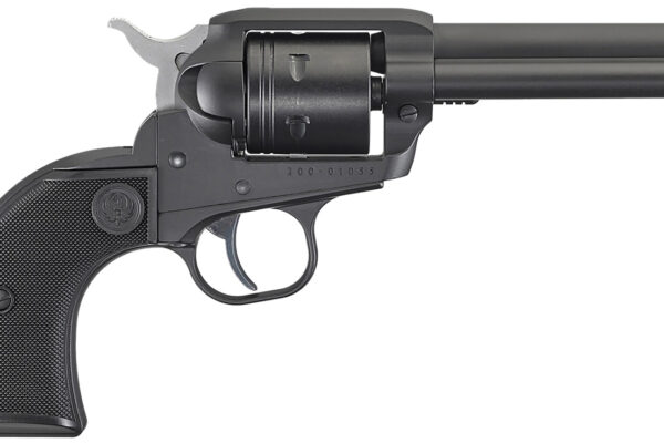 Ruger 2002 Wrangler  22 LR 6 Shot 4.62" Black Cerakote, Black Cerakote Aluminum Frame & Cylinder Black Checkered Polymer Grips