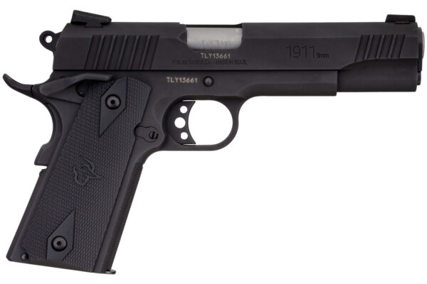 Taurus 11911019MM 1911  9mm Luger 9+1 5" Barrel, Matte Black Finish Beavertail Frame, Serrated Matte Black Steel Slide & Checkered Polymer Grip Includes Magazine