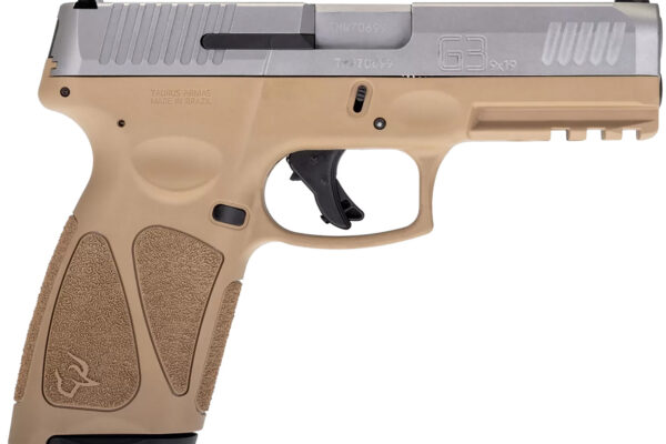 Taurus 1G3B949T15 G3  Full Size Frame 9mm Luger 15+1 4" Matte Stainless Steel Barrel, Matte Serrated Stainless Steel Slide, Tan Polymer Frame w/Picatinny Rail, Tan Polymer Grip, Right Hand