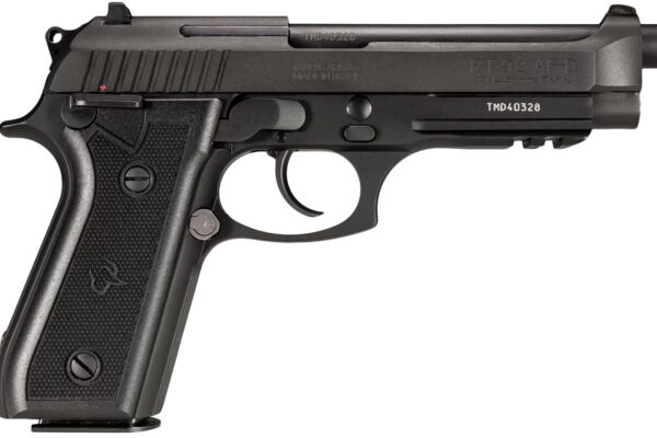Taurus 192015117 92  Full Size Frame 9mm Luger 17+1 5" Matte Black Stainless Steel Barrel, Serrated Steel Slide, Black Anodized Aluminum Frame w/Picatinny Rail, Black Rubber Grip, Right Hand