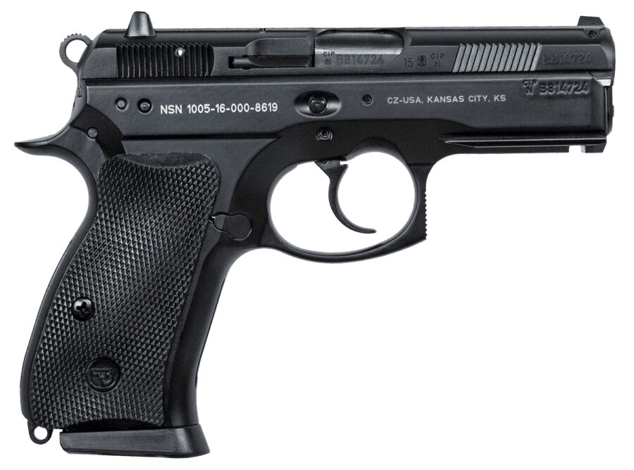 CZ-USA 91199 P-01  9mm Luger 15+1, 3.75" Steel Barrel, Black Serrated Steel Slide, Black Polycoat Aluminum Frame w/Beavertail, Black Rubber Grip
