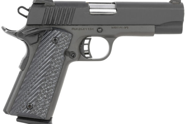 Rock Island 51531 M1911-A1 Standard MS 45 ACP 8+1 4.30" Button-Rifled Barrel, Black Parkerized Steel Frame w/Beavertail, Parkerized Serrated Slide, Black/Gray G10 Grip, Grip Safety