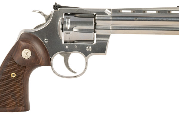 Colt Mfg PYTHONSP5WTS Python  357 Mag/38 Special 6 Shot 5" Stainless Recessed Target/Vent Rib Barrel, Stainless Cylinder & Frame, Walnut w/Colt Medallion Grip