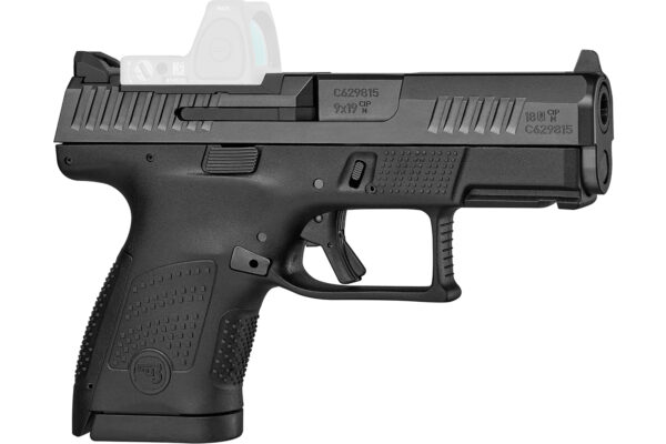 CZ-USA 91568 P-10 S  Sub-Compact Frame 9mm Luger 12+1 3.50" Black Steel Barrel, Black Nitride Optic Ready/Serrated Steel Slide, Black Polymer Frame w/Picatinny Rail