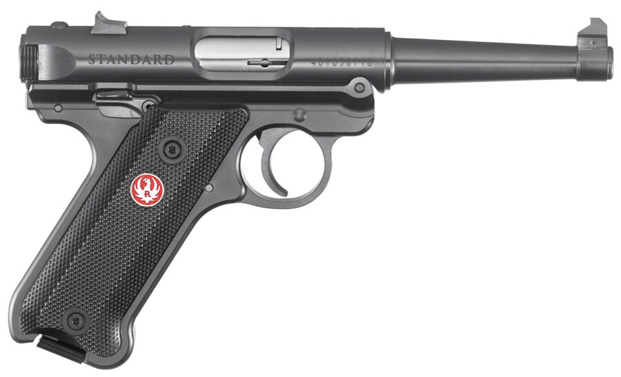 Ruger 40104 Mark IV  22 LR 10+1 4.75" Satin Stainless Tapered Barrel, Blued Steel Slide & Aluminum Frame, Checkered Synthetic Grip